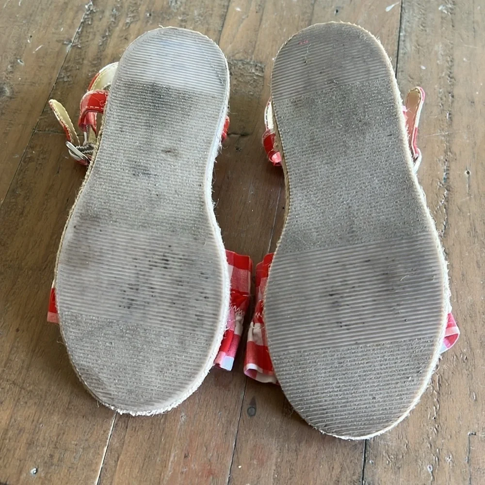 Janie and jack red plaid espadrille sandals
